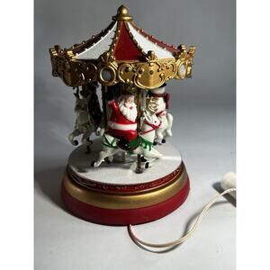 Vintage Christmas Carousel Merry Go Round PAC Pan-Asian Creations Santa WORKS